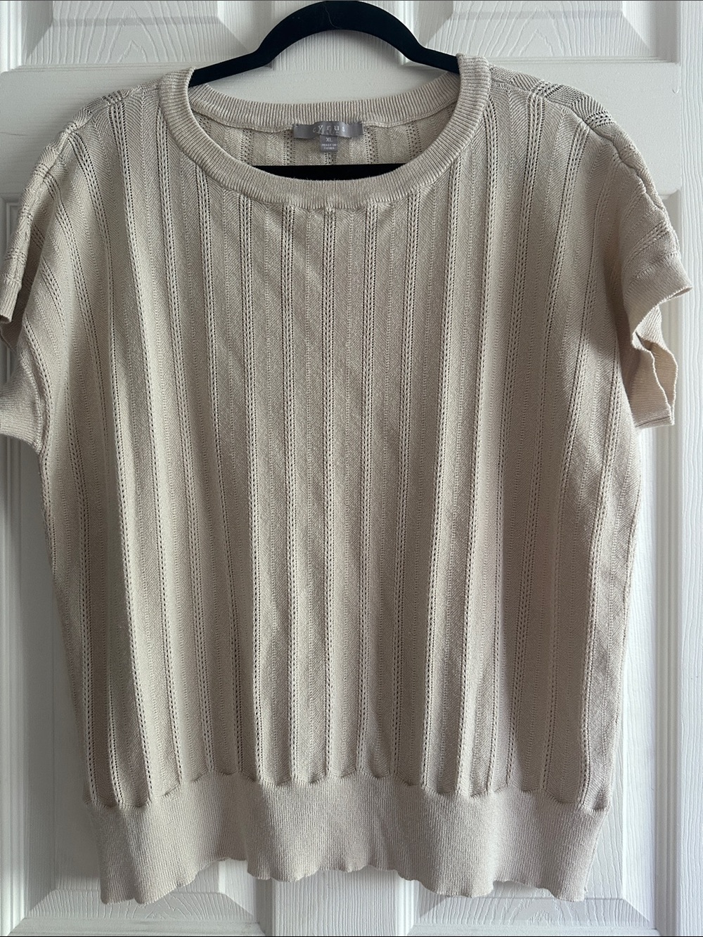 Cyrus Light Beige Short-Sleeve Knit Tee
